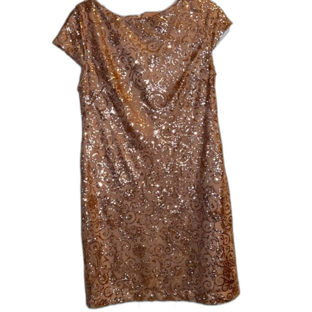 Jessica Howard Gold Sequin Dress Size 8 Petite
